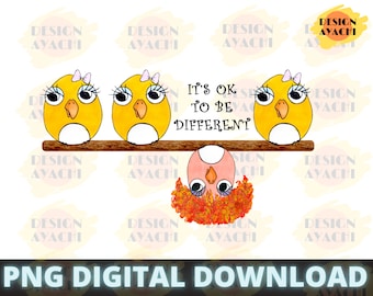 Autism Awareness Birds PNG: It's Ok To Be Different (Digital Download)