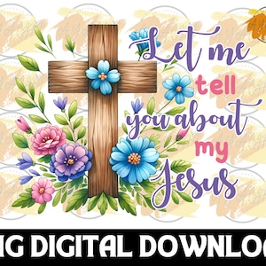 Floral Jesus PNG: Christian Sublimation Design (Digital Download)