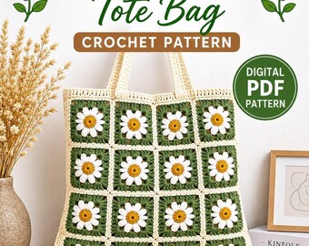 Boho Daisy Granny Square Tote Bag Crochet Pattern (PDF)