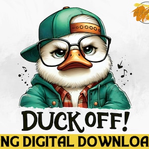 Duck Off PNG: Funny Sarcastic Duck, Watercolor Meme (Digital Download)