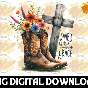 Rustic Cowboy Boots Cross PNG – Grace Digital Art