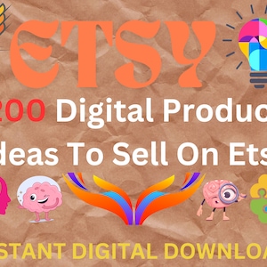 Etsy Digital Product ideas, 200 digital product ideas to sell on etsy, Digital products list of 200 digital products to sell, High demand