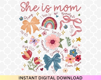 Christlicher Muttertag PNG: Boho Blumenmuster (Digitaler Download)