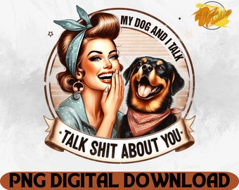 Grappige hond sarcastische humor voor volwassenen, png: retro huisvrouw (digitale download)