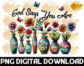 Christian Floral PNG: God Says You Are Unique (Digital Download)