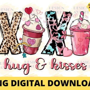 XOXO Hugs and Kisses PNG - Valentine XOXO Hugs and Kisses , Happy Valentine&#39;s Day Sublimation Design ,  Love Valentine Png ,Digital Download