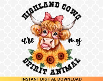 Highland Cow PNG: Sunflower Spring Flowers Clipart (Digital Download
