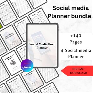 Social Media Planner Bundle Vorlage, Master Resell Rechte Canva Social Media Planner PLR, Business Planner Printable Business Plan