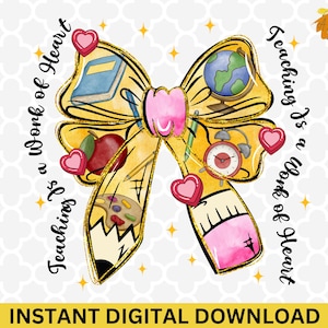 Teacher Valentine Pencil Bow PNG: Coquette Design (Digital Download)