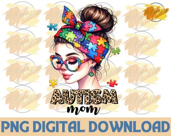 Autism Mom PNG: Western Leopard Print Design (Digital Download)