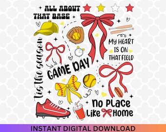 Softball Game Day PNG: Retro Coquette Design (Digital Download)