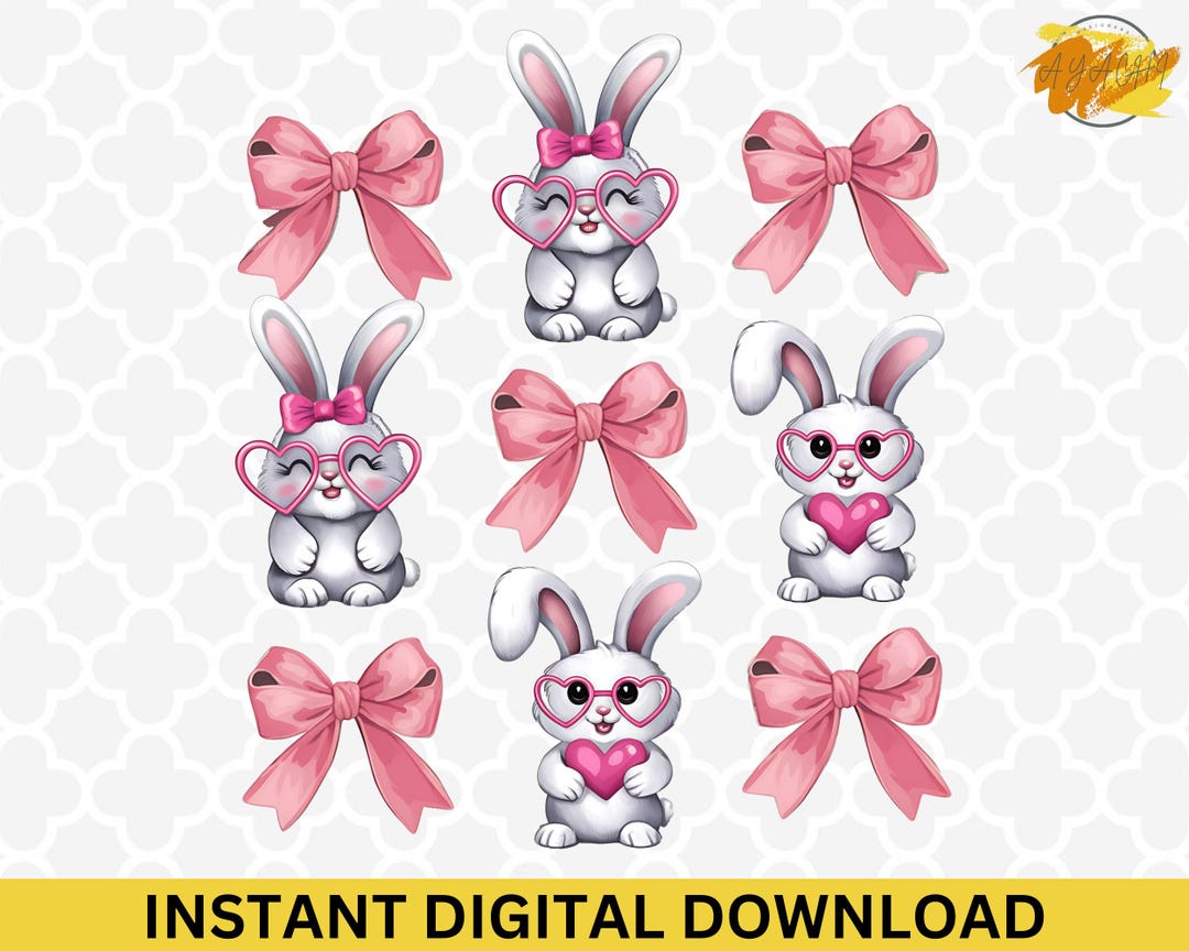 Easter Bunny Coquette Bow PNG: Happy Easter Design (digital Download ...