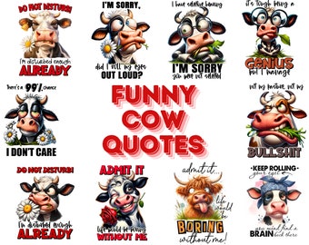 Funny Cow Sublimation Designs: Sarcastic Highland Cow Bundle (PNG Digital Download)