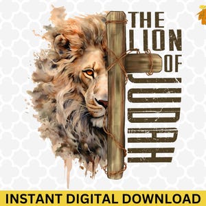 Jesus Lion of Judah Christian Clipart - Christian Png Design, Aesthetic Boho png, Lion of Judah Png, Retro Christian Png, Bible Verse Png