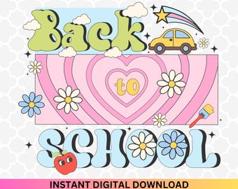 Groovy Back To School-png: aquarelsublimatieontwerp (digitale download)