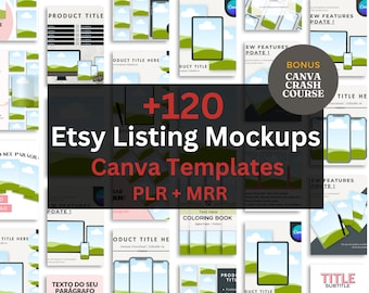 Etsy Listing Mockup Canva Template Bundle: 120+ MRR PLR Mockups (Digital Download)