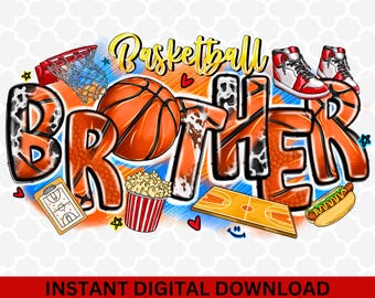 Basketball Brother PNG: Retro Game Day Design (Digital Download)