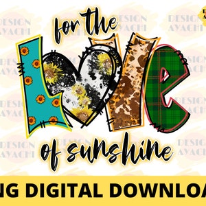 Amor de girasol PNG: Diseño de sublimación de sol (Descarga digital)