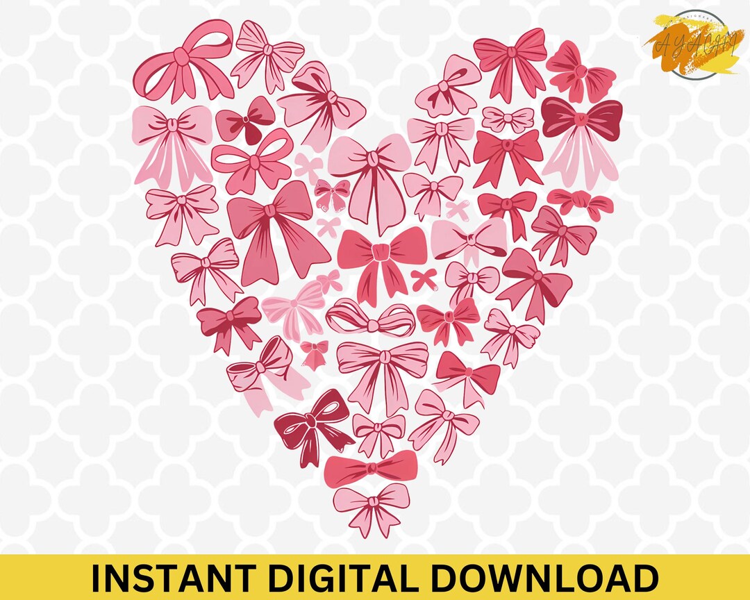 Bow Heart PNG - Coquette Valentine's Day Clipart, Coquette Bow Heart ...