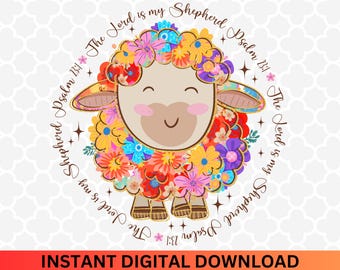 Florales Osterlamm PNG: Christlicher Bibelvers (Digitaler Download)