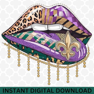 Mardi Gras Lips PNG: Carnival Clipart (Digital Download)