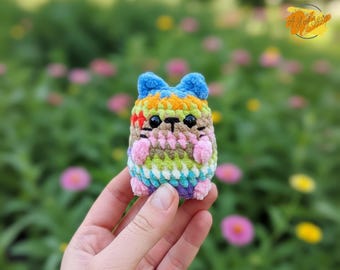 Rainbow Cat Amigurumi Crochet Pattern, Mini Plush Toy (PDF Pattern)