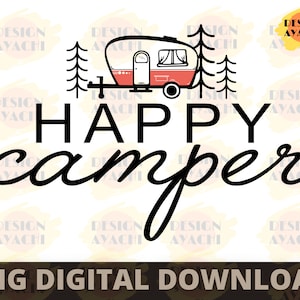 Happy Camper PNG Sublimation Design - Camping Png, Camp Life Png, Happy Camper Sublimation File, Western Caravan Png, Digital Download PNG