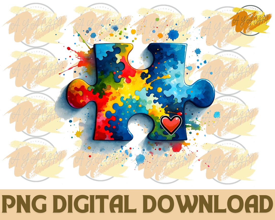 Autism Awareness Puzzle Piece PNG: Sublimation Design (digital Download ...