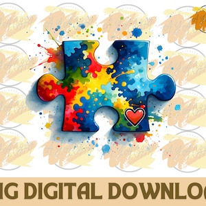 Autism Puzzle Pieces png - Sublimation Design Download , Autism Awareness png , Autism Puzzle png , Autism png , Sublimate Designs Download