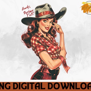 Howdy Cowgirl PNG: Western Sublimation Design (Digital Download)