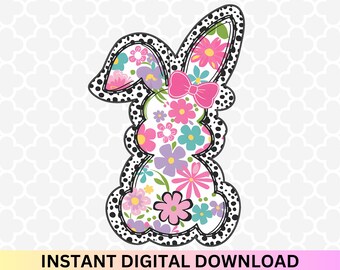 Bunny Easter Coquette PNG - Watercolor Floral Easter Bunny Png, Coquette Happy Easter Png, Girly Easter Coquette Bow Sublimation Design PNG
