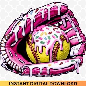 Softball Mama Drip PNG - Softball Ice Cream Drip Pink Glove Png, Mama Softball Png, Game Day Png, Baseball Mom, Softball Sport Team Png