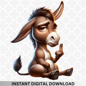 Grumpy Patriotic Donkey PNG - Crazy Donkey Png, Grumpy Animals Png, Funny Donkey Png, Donkey Png, Disappointed Donkey Sublimation Design PNG