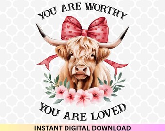 Highland Cow PNG: Floral Heifer Sublimation Design (Digital Download