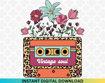 Boho Floral Vintage Soul PNG SVG: Wildflower Spring Design (Digital Download