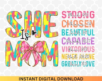 Sie ist Mama PNG: Christian Mama Design (Digitaler Download)