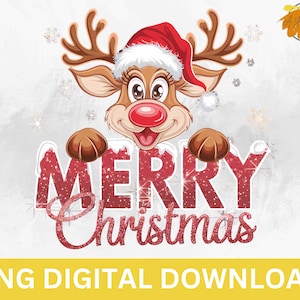 Christmas Deer PNG - Merry Christmas Png, Deer Png, Christmas, Cute Christmas Png, Christmas Season Png, Sublimation Design Digital Download
