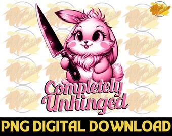 Unhinged Rabbit Tattoo PNG: Funny Sarcastic Graphic (Digital Download)