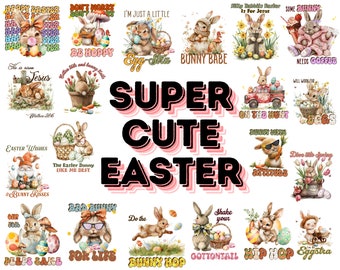 Easter Bunny Watercolor Clipart Bundle (Digital Download)