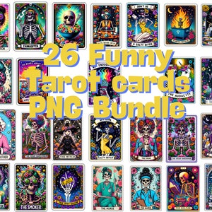 Funny Skeleton Tarot Card PNG Bundle (Digital Download)