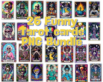 Funny Skeleton Tarot Card PNG Bundle (Digital Download)