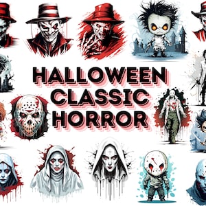 Retro Halloween Horror Movie PNG Bundle (Digital Download)