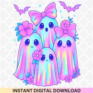 Iridescent Ghost Pumpkin PNG: Coquette Halloween Sublimation Design (Digital Download)
