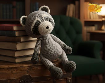 Wzór na szydełkowego szopa w formacie PDF | Pluszowa zabawka amigurumi | Leśne zwierzątko na szydełku