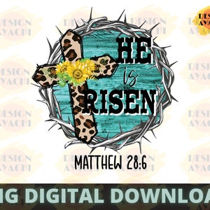 He is Risen PNG: Retro Easter Sublimation Design (Digital Download)