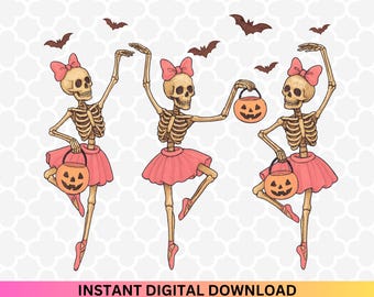 Dancing Skeleton PNG: Spooky Ballet Girl Halloween (Digital Download)