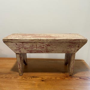 Vintage Painted Wood Footstool | Plant Stand | Bench | Riser