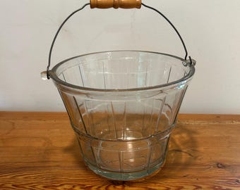 Secchiello per il ghiaccio/cestino vintage in vetro trasparente Anchor Hocking