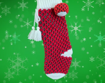 Crochet Christmas Stocking Pattern, Puff Stitch Stocking Pattern