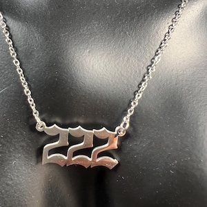 Silver Angel Number 222 Necklace
